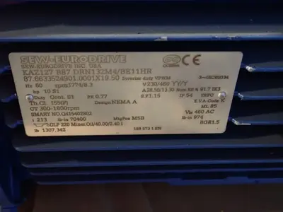 USED SEW EURODRIVE KAZ127 R87 DRN132M4 BE11HR