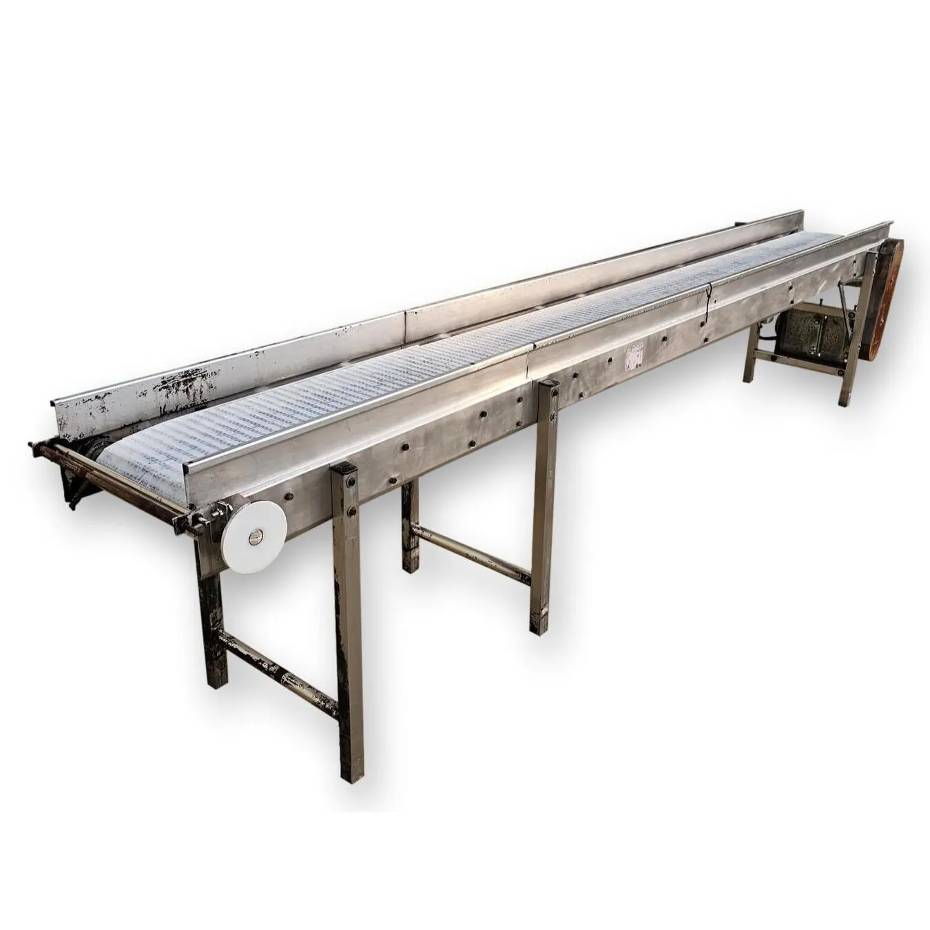 Used 12" W x 13' L Stainless Steel Plastic Link Belt Conveyor