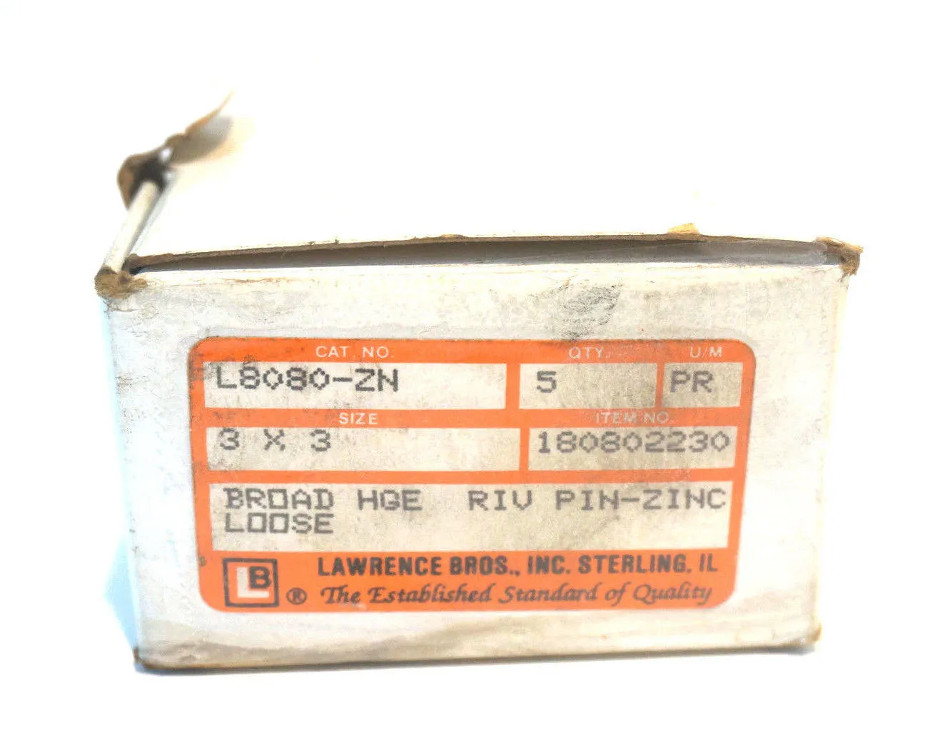 5 NEW LAWRENCE BROS. L808-ZN ZINC PLATED HINGE L808ZN