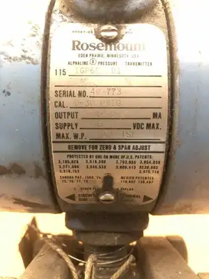 Rosemount 1151GP6E22B1 Ex Proof Differential Pressure Transmitter 0-30PSI 45V