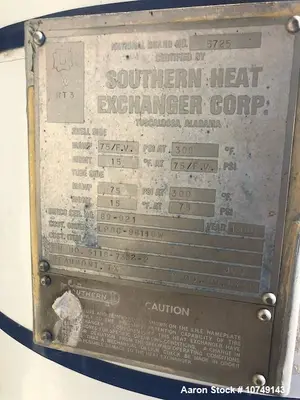 Used – Southern Heat Exchanger 1220 sq. ft. Vertical Shell & Tube Heat Exchanger