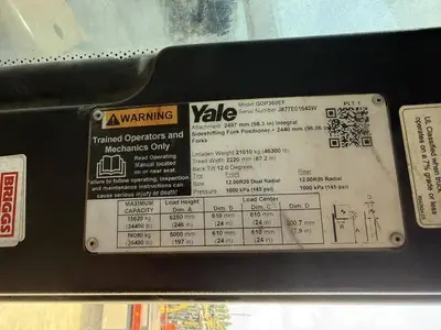 Used 2022 YALE GDP360EF Internal Combustion Forklifts: Pneumatic Tire Illinois US | Somerset Equipment Sales #1546147