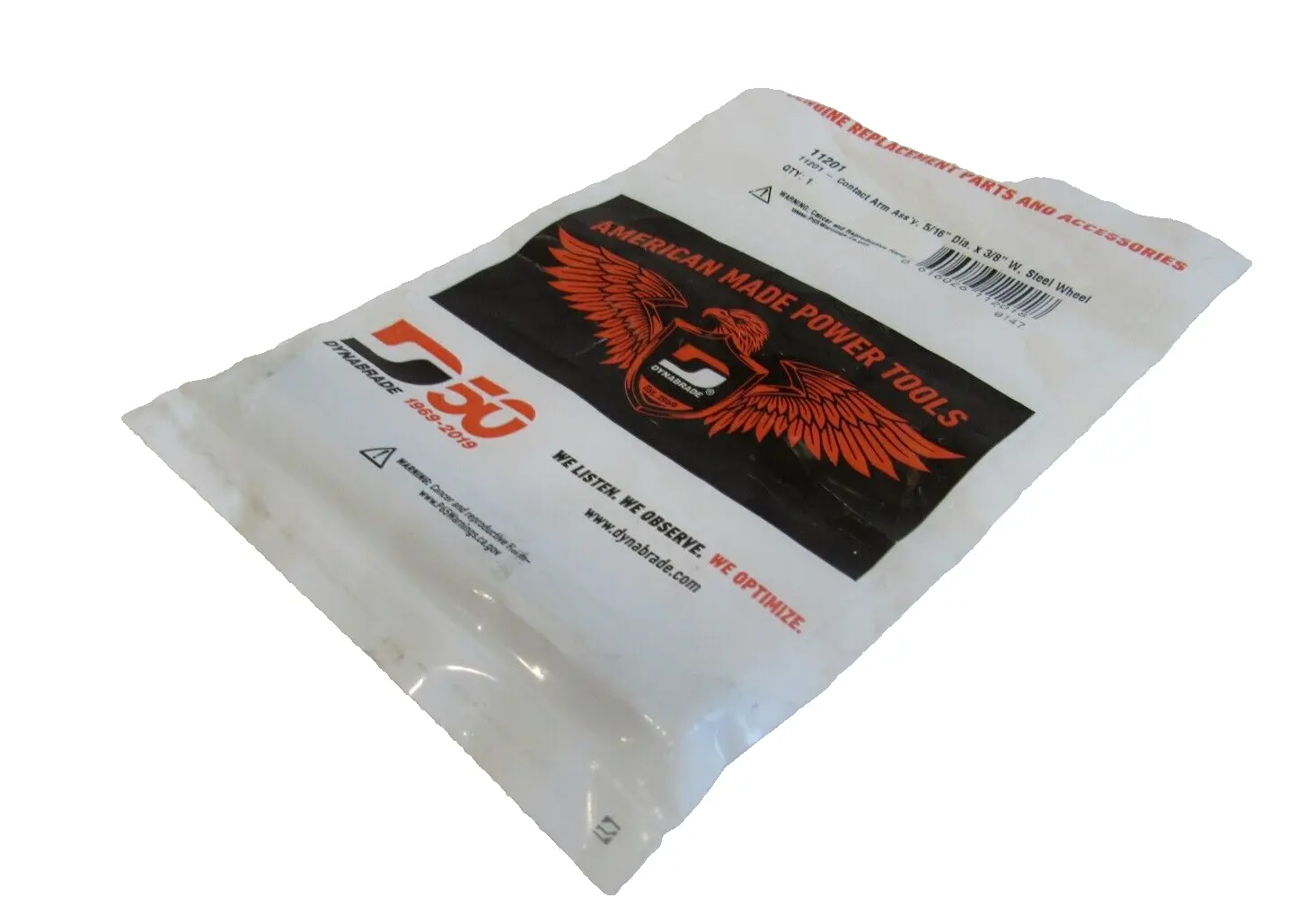 NEW DYNABRADE 11201 CONTACT ARM 5/16" DIA. X 3/8 W, STEEL WHEEL