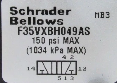 NEW SCHRADER BELLOWS F35VXBH049AS SOLENOID VALVE 150 PSI