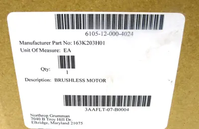 NEW ORIENTALMOTOR 163K203H01 BRUSHLESS MOTOR 3AAFLT-07-B0004