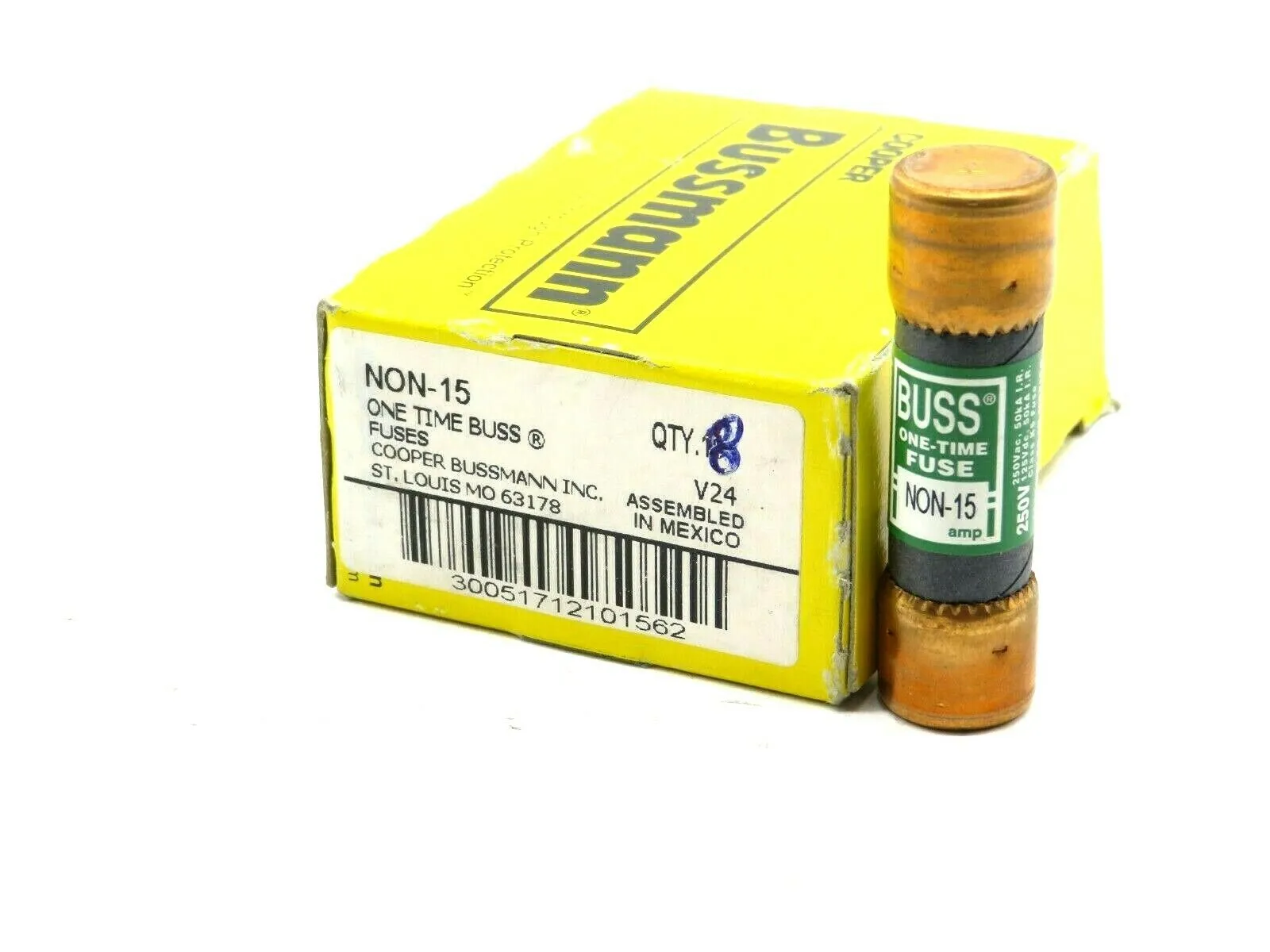 8 NEW BUSSMANN NON-15 FUSE 15AMP 250V NON15