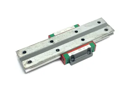 USED HIWIN LINEAR GUIDEWAY BLOCK AND RAIL, 1-BLOCK, 150MM RAIL