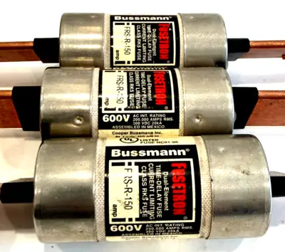 NEW LOT OF 3 BUSSMANN FRS-R-150 FUSES 600V FRSR150