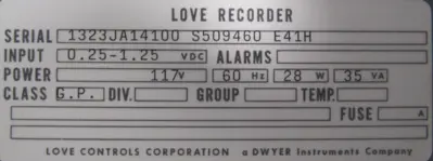 NEW DWYER LOVE CONTROLS S1323JA14100 RECORDER