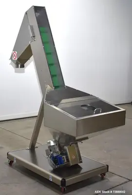 Used - SARG Incline Belt Conveyor with Hopper & Cleated Belt