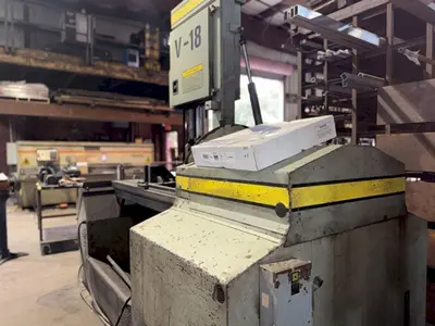 18" X 20" HYD-MECH MODEL #V-18 SEMI-AUTOMATIC VERTICAL BANDSAW: YOBRO #24580