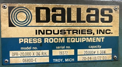 USED DALLAS DPR-20,000 X 36 R.H.