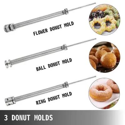 Donut Fryer Manual Commercial Mini Donut Maker 9L Capacity Hopper Donut Fryer Commercial 3 Donut Moulds Donut Machine