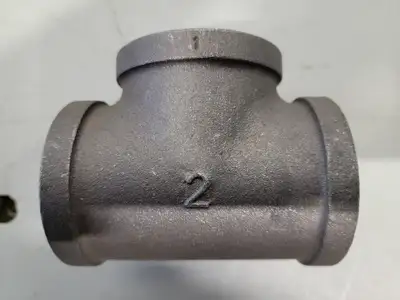 2" Female Threaded Tee, Black Malleable Iron