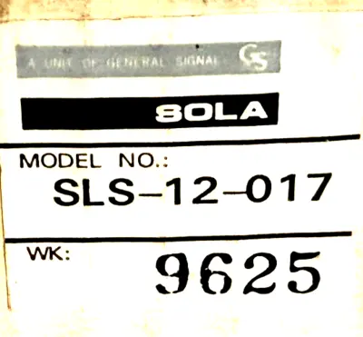 NEW SOLA /EMERSON SLS-12-017 POWER SUPPLY SLS12017