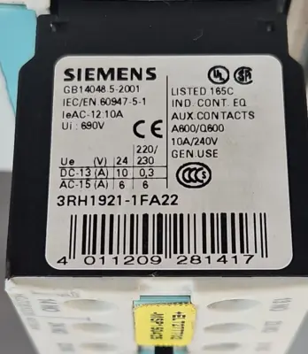 Siemens 3RT1044-1B - Contactor 24V Loc4F49