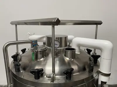 USED ABEC STAINLESS TECHNOLOGY CV-24300-1 300 LITER JACKETED CRYO VESSEL -112° F TO 280° F