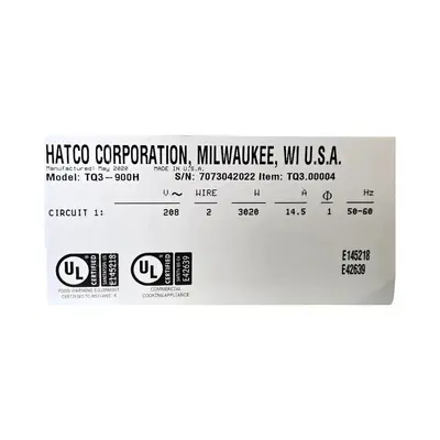 USED HATCO TQ3-900H