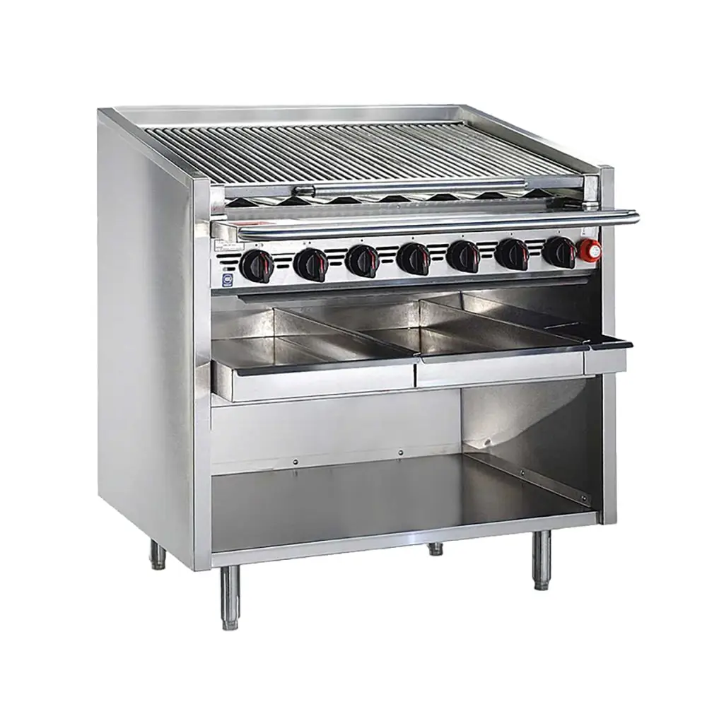 Bakers Pride F-24RS-R 24" Floor Model Gas Charbroiler W/ Cast Iron Radiants - (4) Burners, Liquid Propane