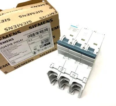 USED SIEMENS MINIATURE CIRCUIT BREAKER 3-POLE 15A C-CHAR.