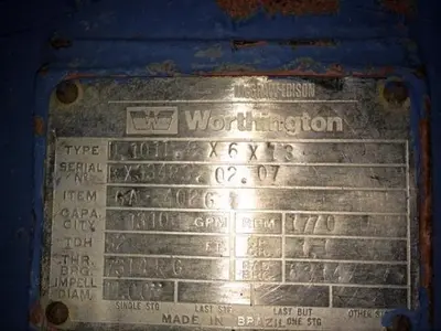 Worthington 6x8x13 D1011 Pump SS