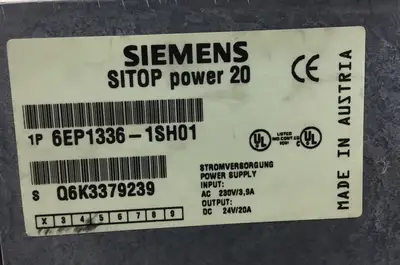Siemens 6EP1336-1SH01 SITOP power 20 Power Supply Out: 24VDC 20A 4B
