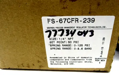 NEW FISHER FS67CFR-239 REGULATOR FS67CFR239