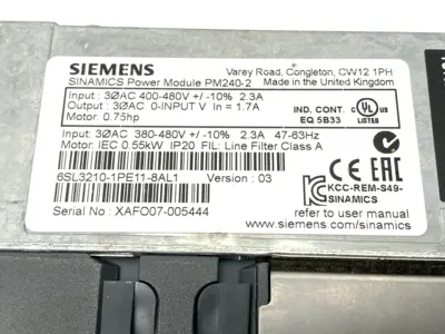 USED SIEMENS SINAMICS POWER MODULE 400-480V 55KW PM240-2