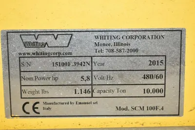 80,000 LBS WHITING MODEL #SCM-100F.4 PORTABLE RAIL ROAD LIFT JACKS, 2015: STOCK #23685
