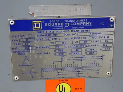 Used SQUARE D 45T85HIS Distribution Transformers Ohio US | HGR 24 #915978