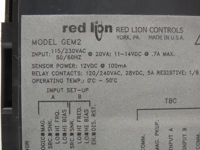 Red Lion Controls GEM2 6 Digit Presettable Digital Counter 115/230VAC 11-14VDC