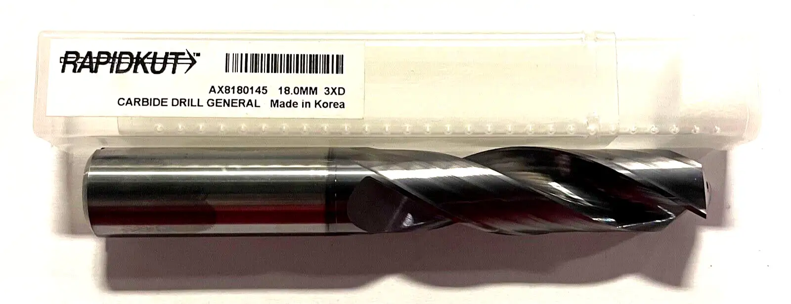 RapidKut 18mm Solid Carbide Drill 3xD High Performance TiAlN Coolant Thru 2FL