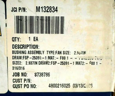 NEW JOHN CRANE M132834 BUSHING ASSEMBLY 4800216025 FAN SIZE 2.937IN