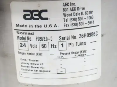 AEC PD30/3.0-D Polymer Dryer for Injection Molding Machine Hopper