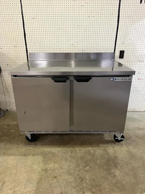 Used Beverage Air Used 48" Beverage Air WTRF48A Worktop 2 Section Refrigerator/Freezer 120V Worktop Refrigerators & Freezers Illinois US | Falcon Restaurant Supply #1375629