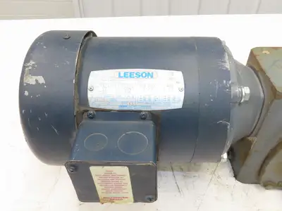 Leeson Gearmotor .5Hp 230/460V 15:1 Boston Gear Reducer 115rpm Dual Shaft 56C