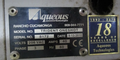 USED 2010 AQUEOUS TECHNOLOGIES TRIDENT ONESHOT