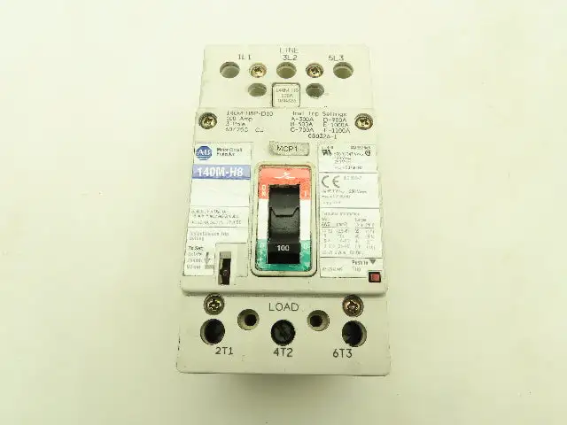Allen Bradley 140M-H8P-D10 Motor Circuit Protector Breaker 100 A 600V 3 Pole