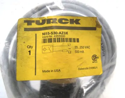 NEW TURCK NI15-S30-AZ3X INDUCTIVE SENSOR 4355500 NI15S30AZ3X