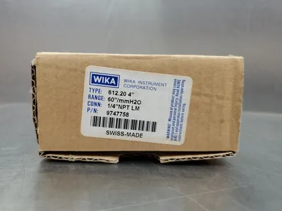 WIKA 612.20 4" Gauge 0-25 kPa, 52378284, 1/4" NPT Lower Mount. 6E-8