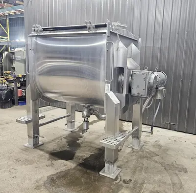 Used Feldmeier Ribbon Blender, 50 Cubic Feet, 304 Stainless Steel