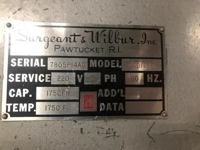 3447-180 Sargeant & Wilbur Furnace Ammonia Dissociator 175 CFI
