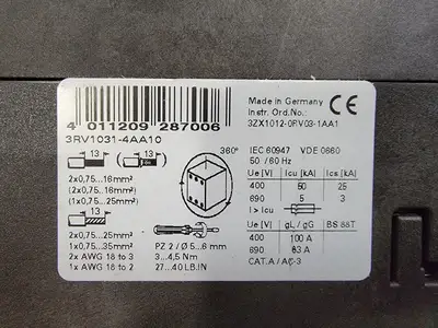 New | in-Stock SIEMENS 3RV1031-4AA10 Switchgears British Columbia CA | Lenmark #243693