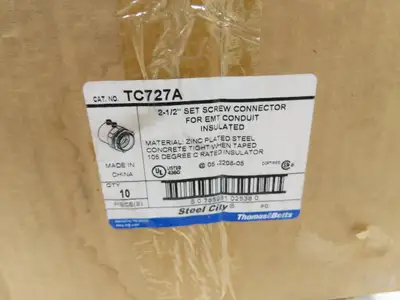 TC727A Steel City 2-1/2" EMT Conduit Box Adaptor Connector Insulated Lot of 10
