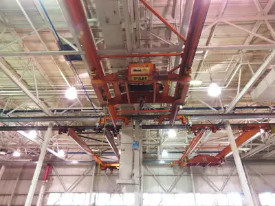 Cleveland Tramrail P&H 15 Ton Double Girder Underhung Bridge Crane 34' 10" Span