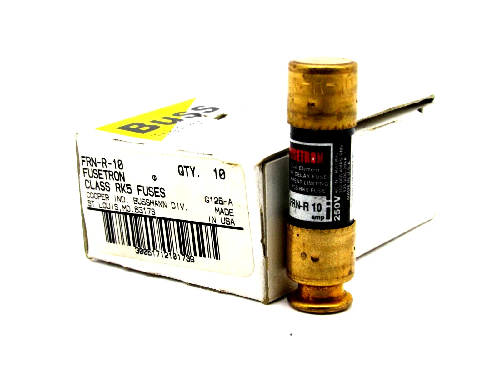 NEW LOT OF 10 BUSSMANN FUSETRON FRN-R-10 FUSES FRNR10