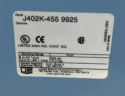 New | in-Stock UNITED ELECTRIC J402K-4559925 Miscellaneous Equipment (Electrical & Power) Ohio US | Surplus Asset Holdings #1242632