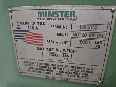 USED MINSTER MDT20-108