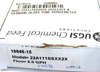 NEW USGI VAREA METER 22A111SSXX2X GLASS TUBE PURGEMETER