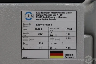 USED 2021 RAS EASY FORMER 3 12.35-3
